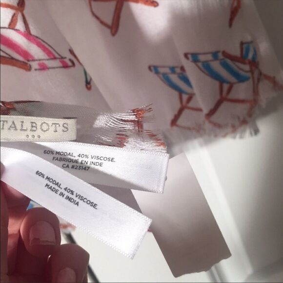 Talbots Rare Lounge Chair Print Summer Scarf Wrap - Picture 5 of 6